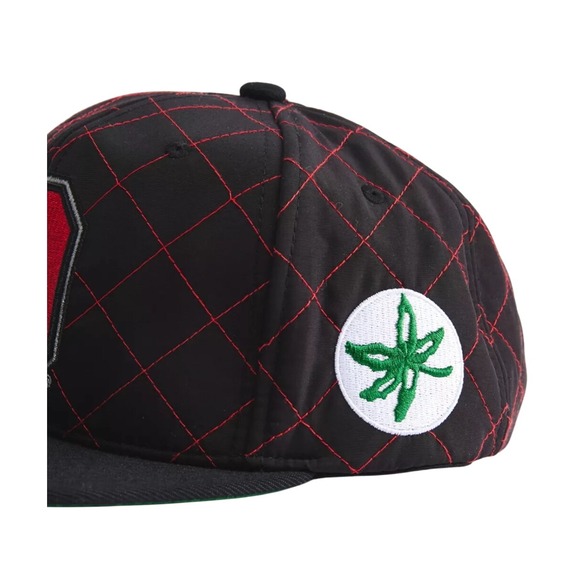 Mitchell & Ness Ohio State Quilted Taslan Snapback Hat – New/Buckeyes Black Red - Picture 4 of 4